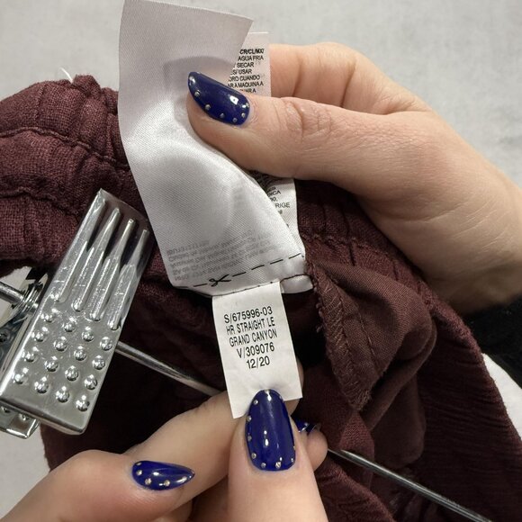 Old Navy Pants Womens Small Tall Burgundy Linen Blend High Rise Straight Leg - Picture 5 of 12